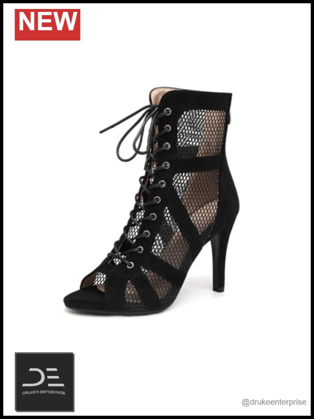Women Ankle Dance Boots Lace Up Open Toe Latin Salsa